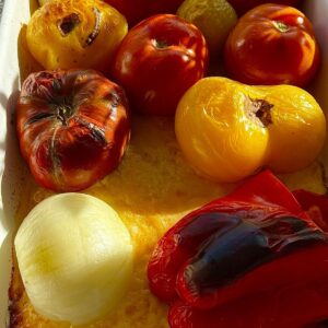 roasted veggies and gouda
