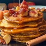 pumpkin pancakes with bacon apples