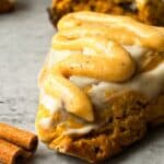 pumpkin scones with pumpkin spice cream cheese