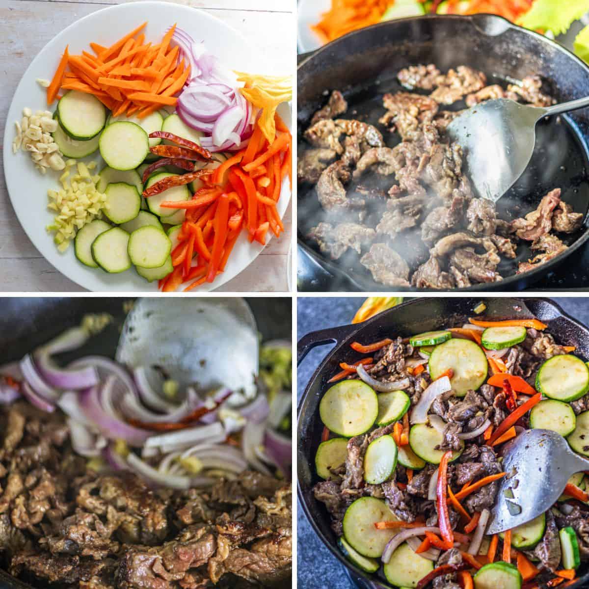 Making Beef Zucchini Stir Fry