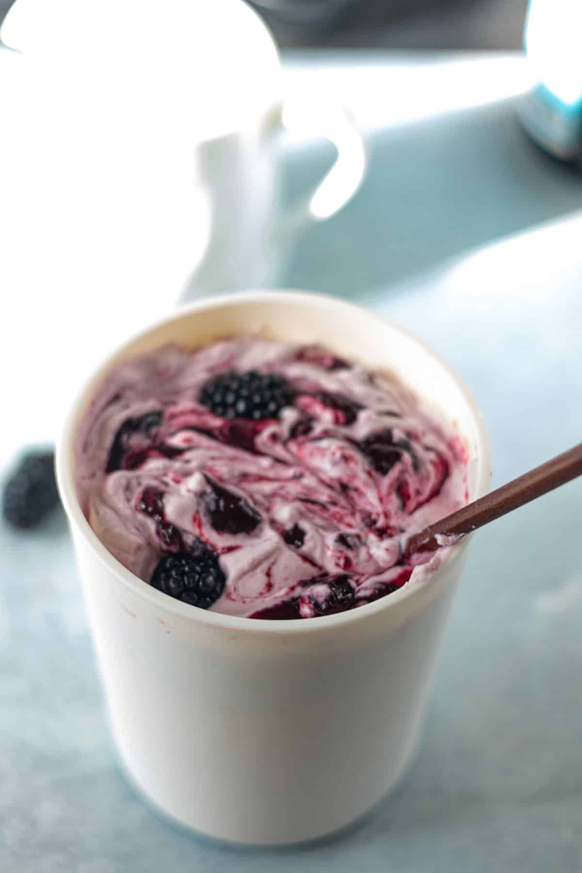 Swirl more jam in the ice-cream