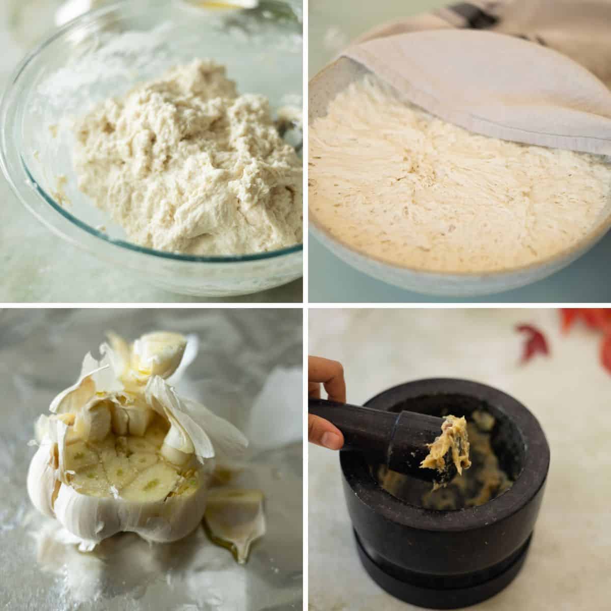 Making base dough and roast garlic